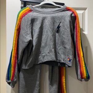 Aviator nation cropped crew neck